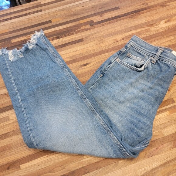 NWOT We the Free by Free People Maggie Denim Distressed Straight Leg Jeans - Picture 3 of 16